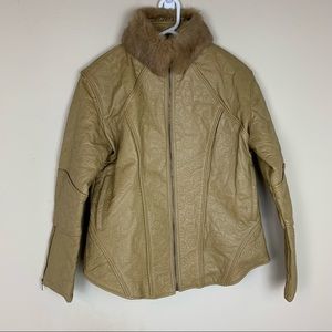 Chebella Brown Leather Coat Size 2XL